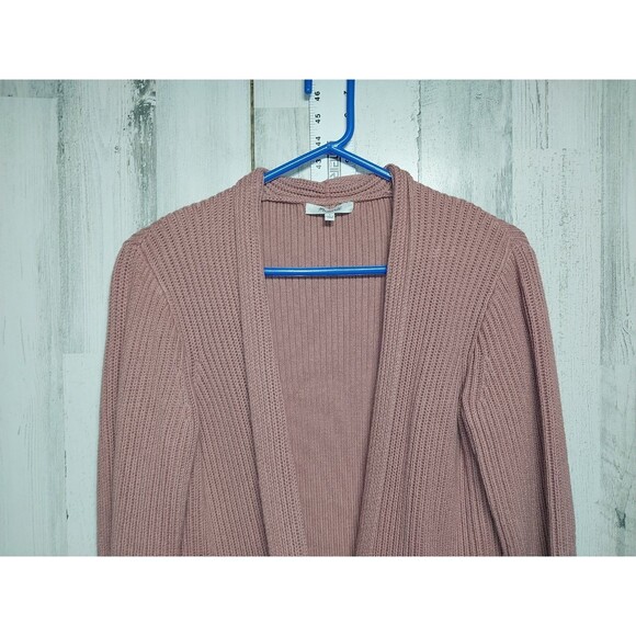Madewell Nolan Ribbed Cardigan Mauve Pink Open Front Sweater w/ Pockets, Size S - Picture 3 of 7